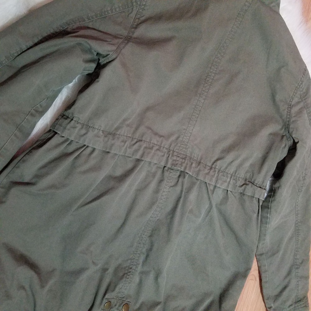 Zip Front Motherhood Hooded Army Green Jacket - Picture 8 of 8